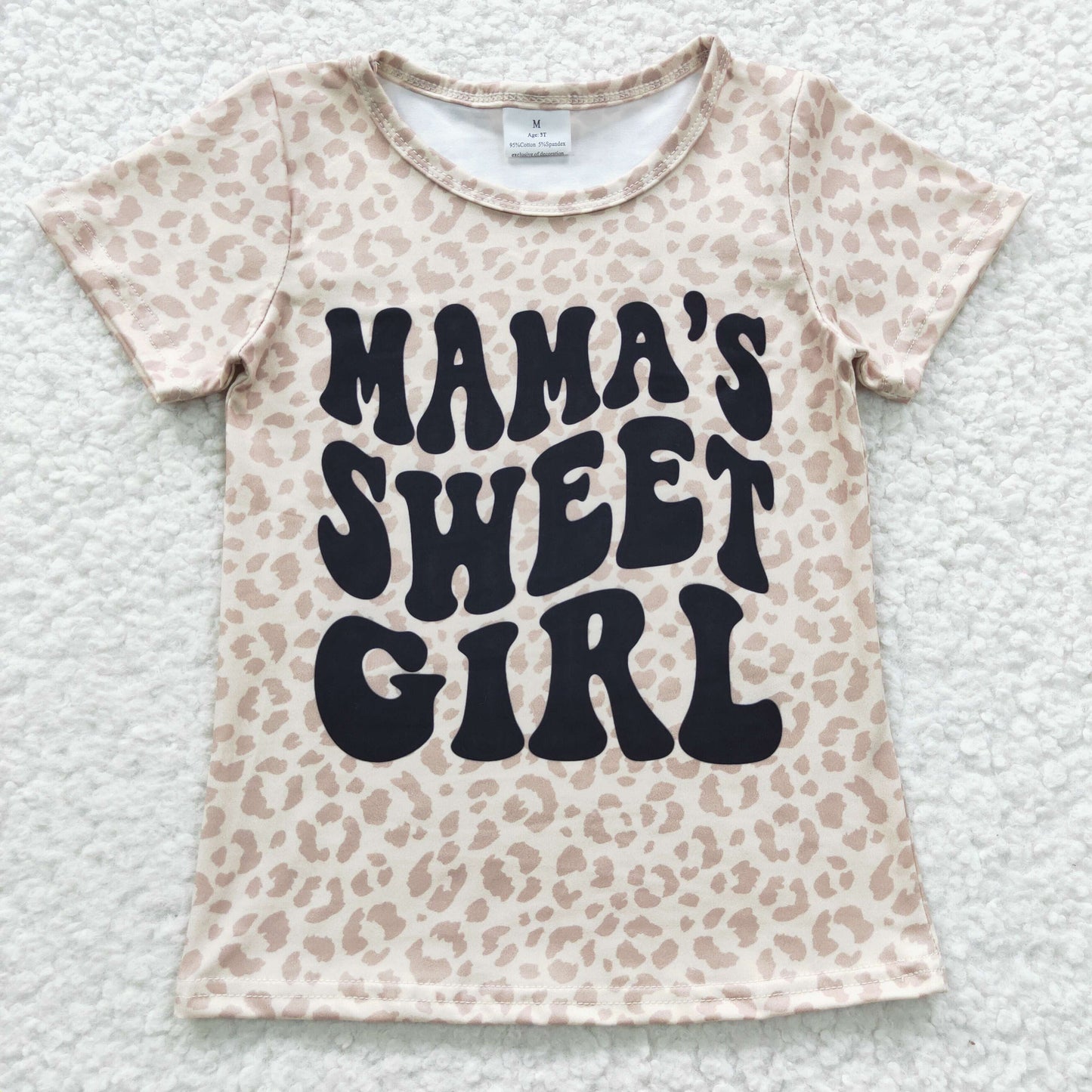 GT0185 Mama's sweet girl print leopard girls summer top