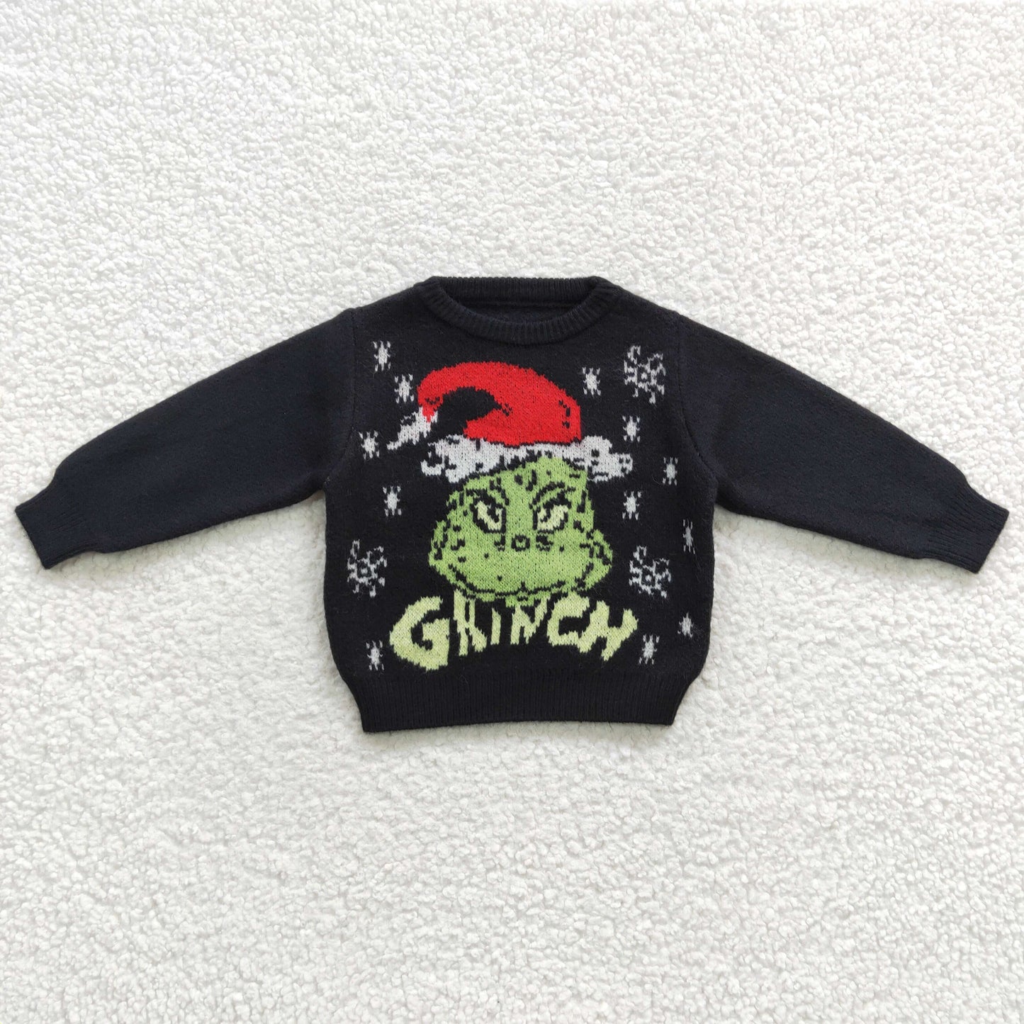 GT0188 Black woolen children Christmas Frog sweater