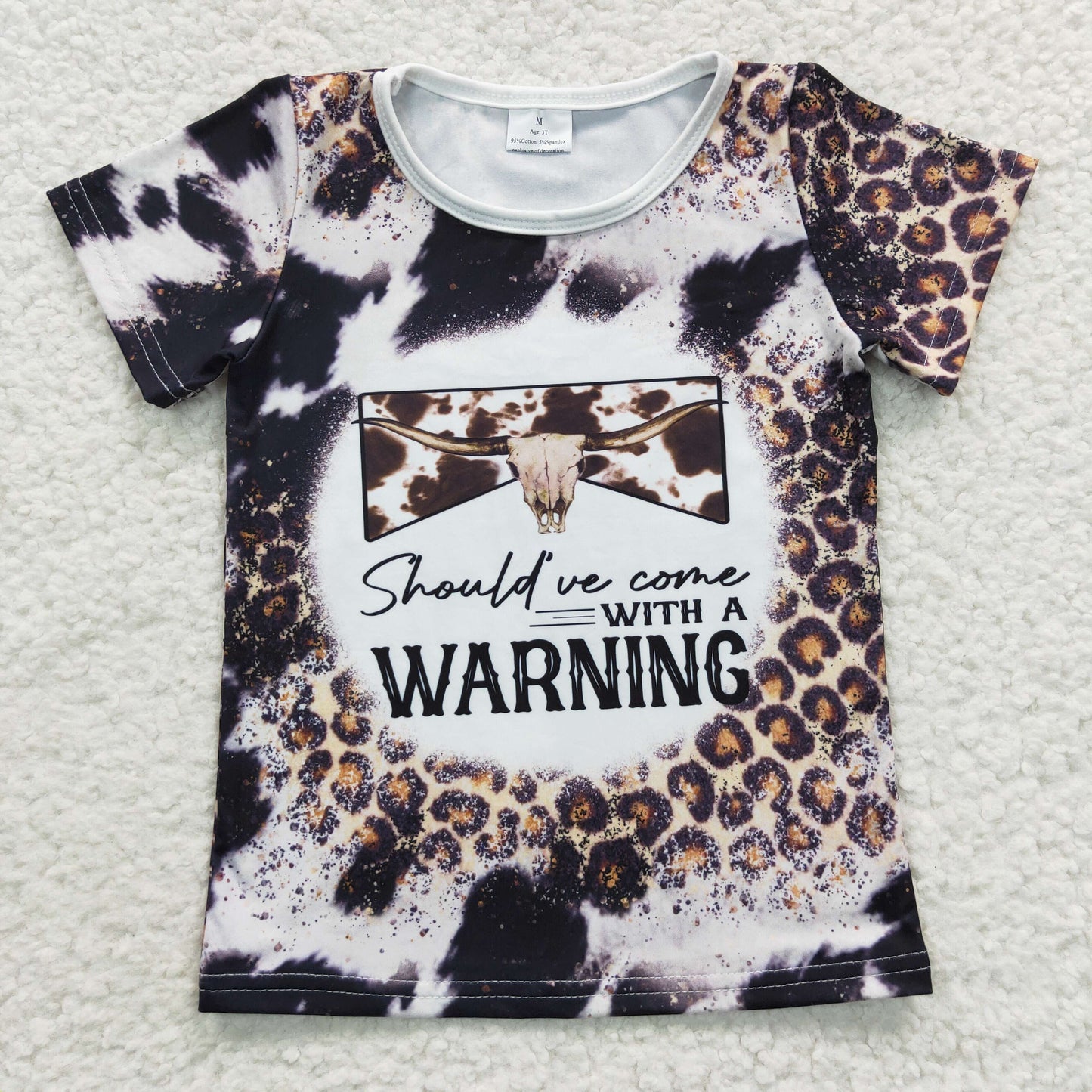 GT0194 Should've come with a warning leopard girls summer western top