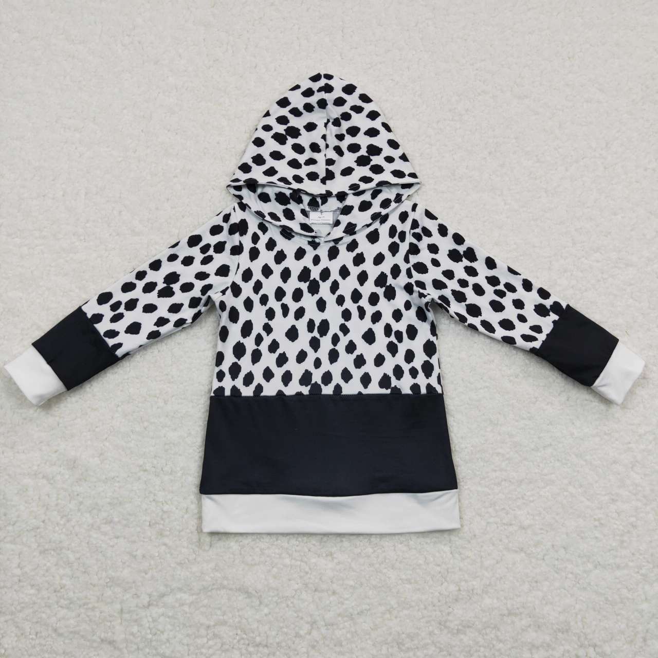 GT0202 Girls black leopard hoodie top