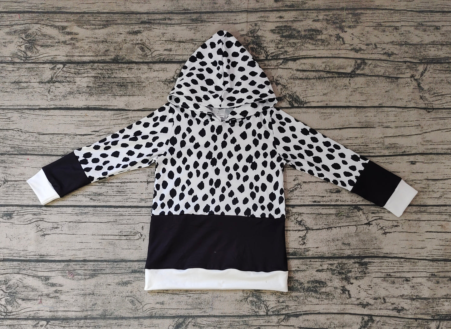 GT0202 Girls black leopard hoodie top