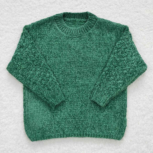 GT0217 Girls green color fall long sleeve sweaters