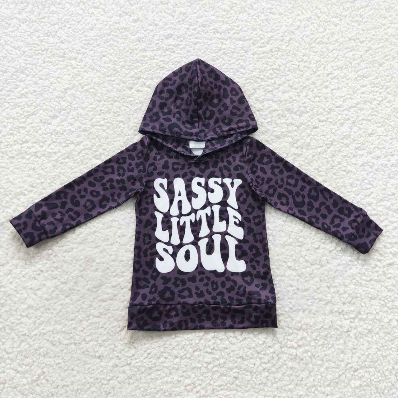 GT0233 Sassy little soul black leopard hoodie top