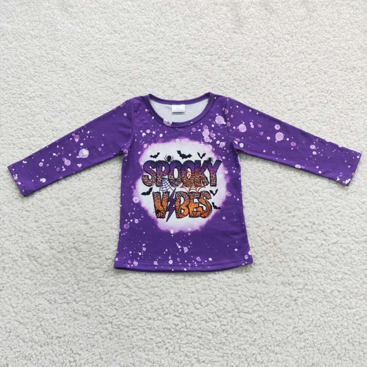 GT0234 Purple Spooky Vibes top kids Halloween Tee shirts