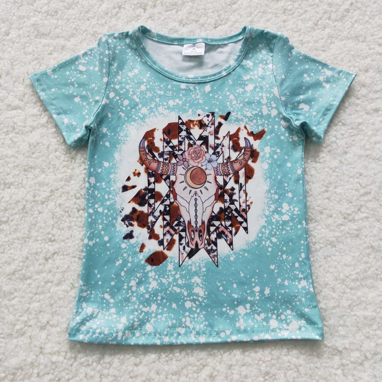 GT0238 Girls western cow skull top kids Tshirts