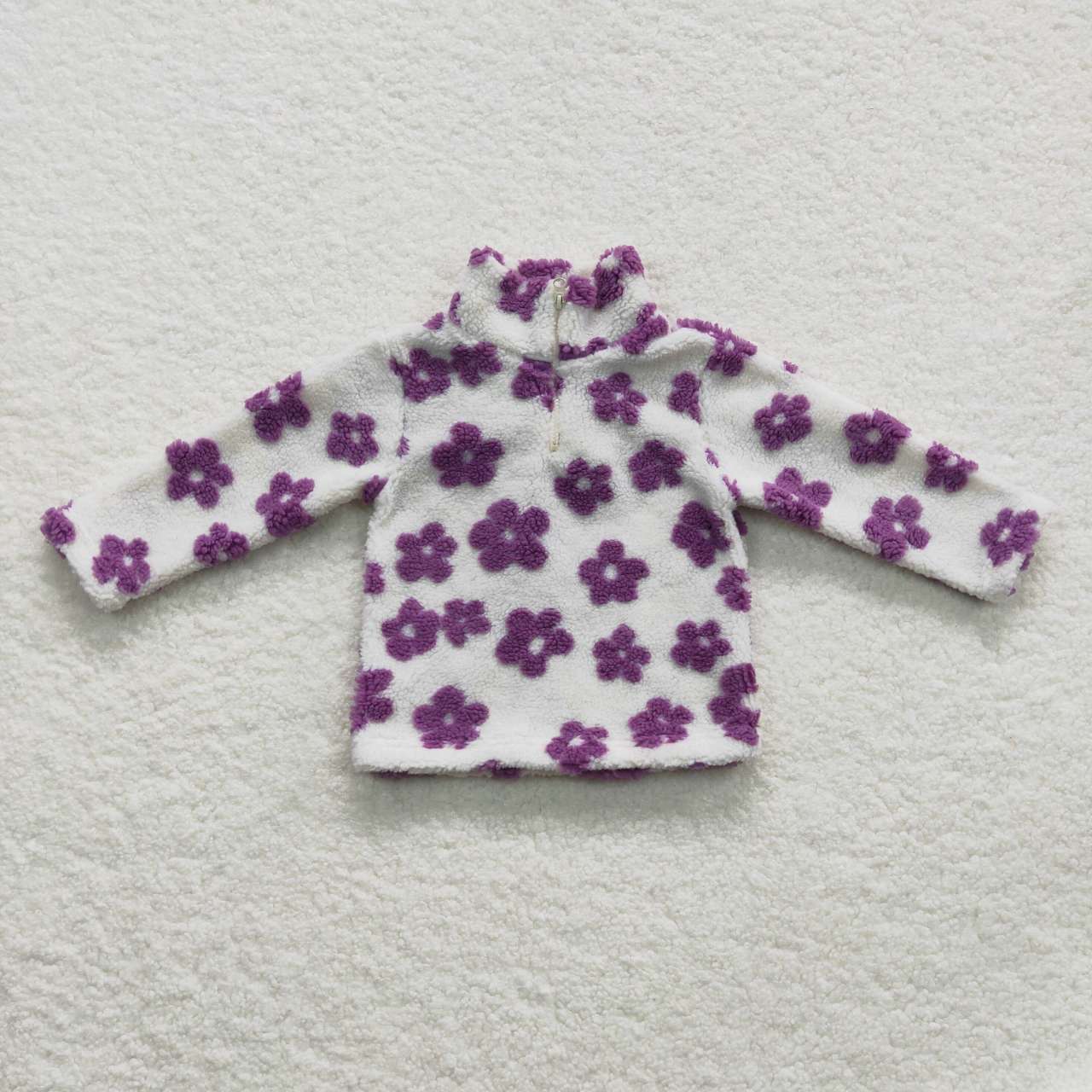 10 Colors Baby Girls Flowers Print Zipper Winter Pullover Top Sherpa Jacket