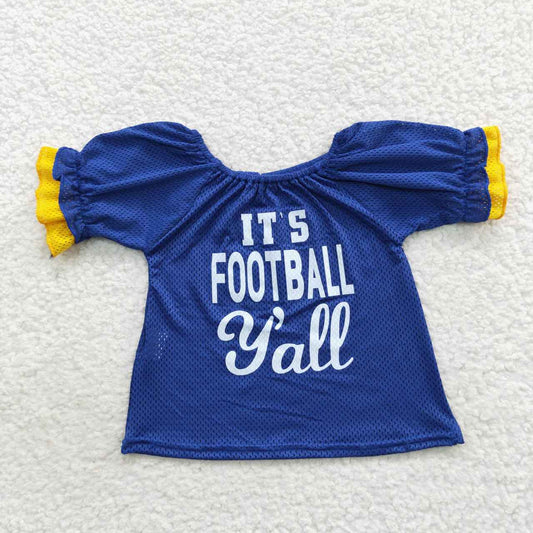 GT0273 It's football y'all girls blue sports tee shirts top