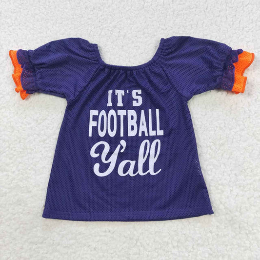 GT0275 It's football y'all girls purple sports tee shirts top