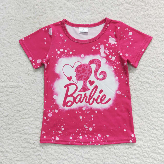GT0293 Pink BA print girls tee shirts top