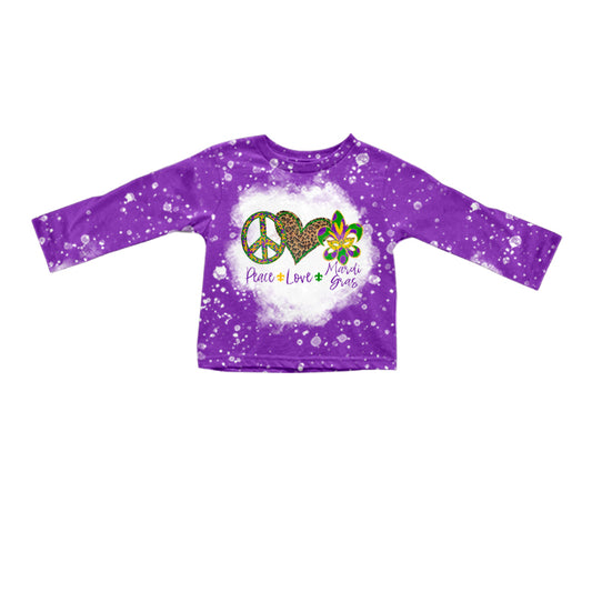 (Pre-order) GT0341 Peace Love Mardi Gras Print Kids Tee Shirts Top