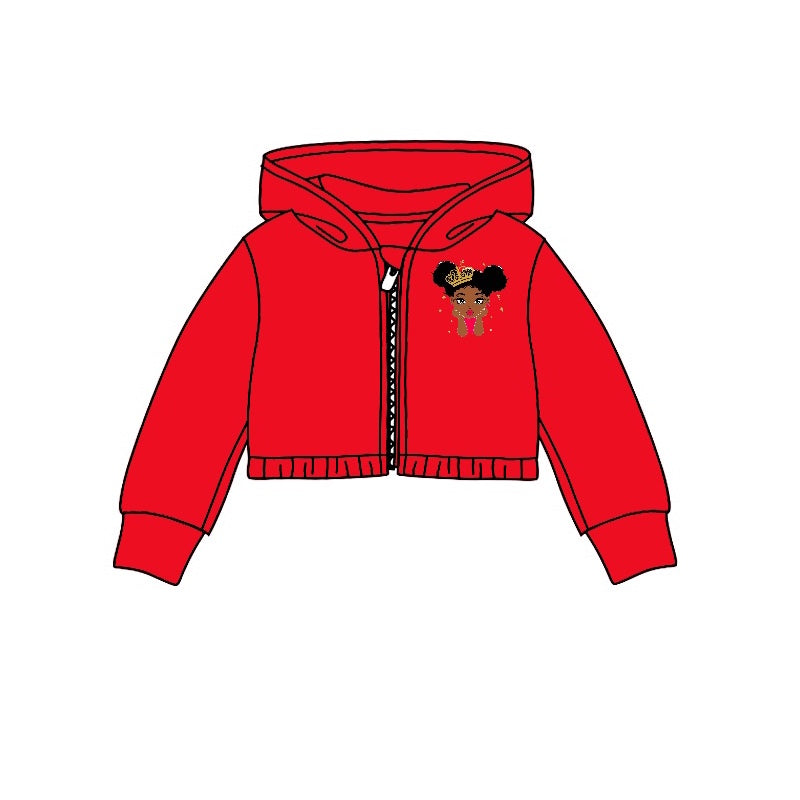 (Pre-order) GT0345 Girls red hoodie zip jacket