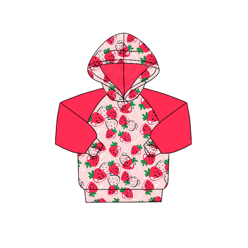 (Pre-order)GT0358  Strawberry Print Girls Hoodie Tee Shirt Top