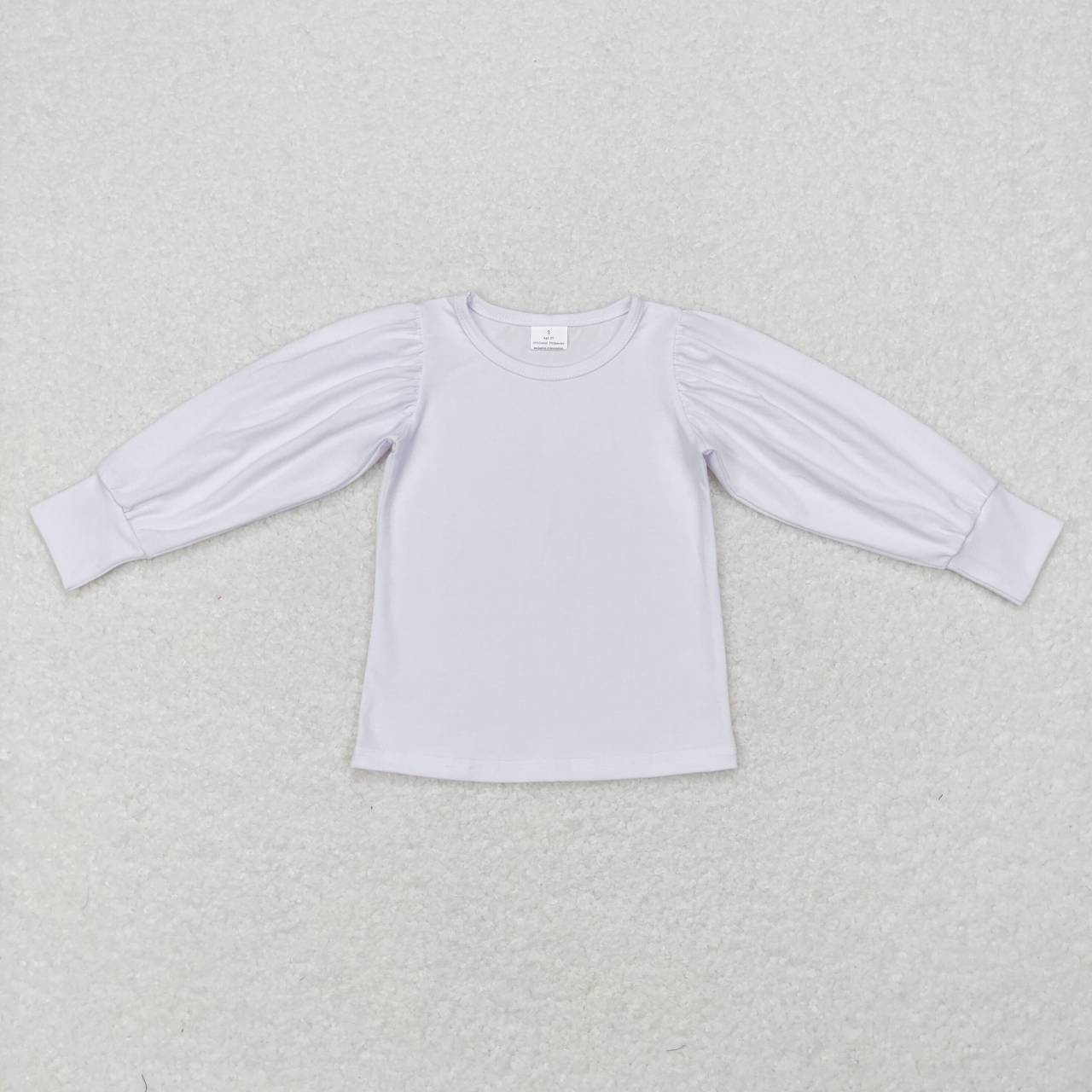 GT0370  White Cotton Long Sleeve Girls Tee Shirts Top