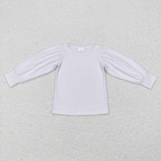 GT0370  White Cotton Long Sleeve Girls Tee Shirts Top