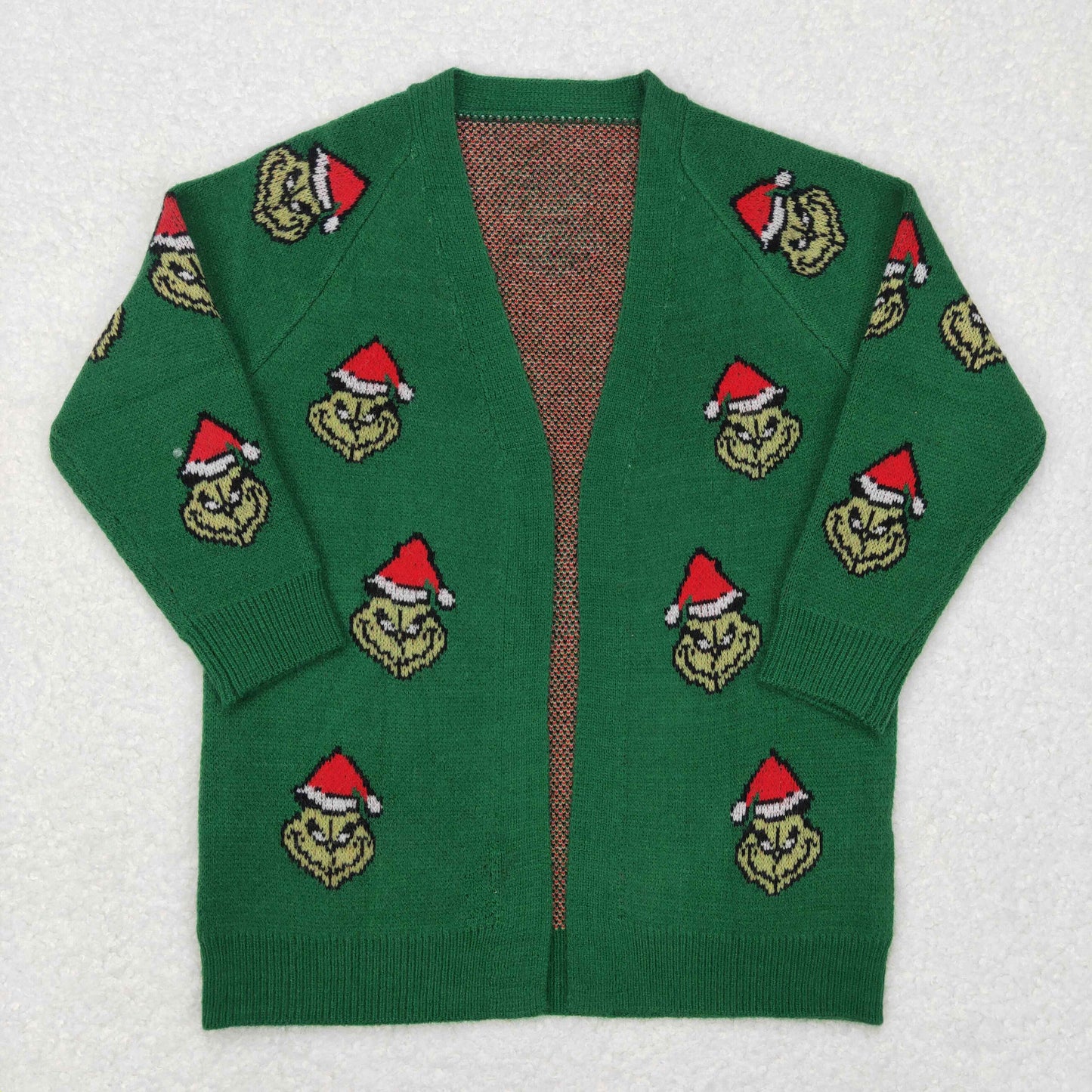 GT0371 Green Christmas Frog Face Baby Girls Sweater Cardigan