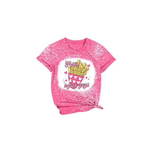 (Pre-order)GT0373  Pink Fries Before Guys Girls Valentine's Tee Shirt Top