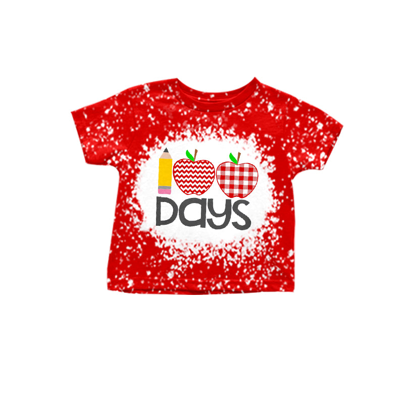 (Pre-order)GT0386 Pencil Apple 100 Days Of School Kids Tee Shirts Top