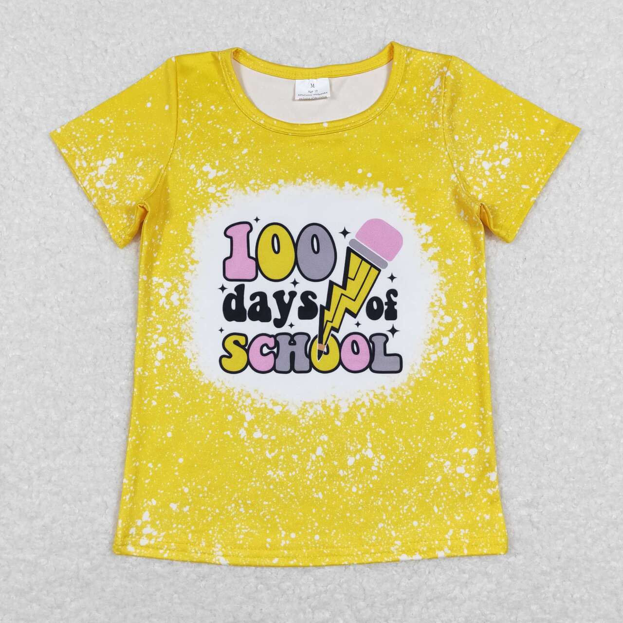 GSSO0524 Pencil 100 Days Of School Yellow Top Denim Shorts Summer Girls Clothes Set