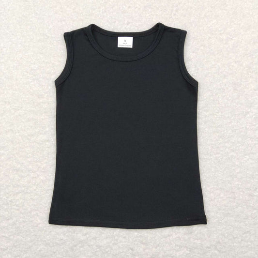 GT0419 Black Sleeveless Tee Shirts Top