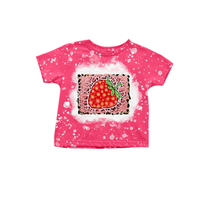 (Pre-order)GT0431 Strawberry Print Girls Summer Tee Shirts Top