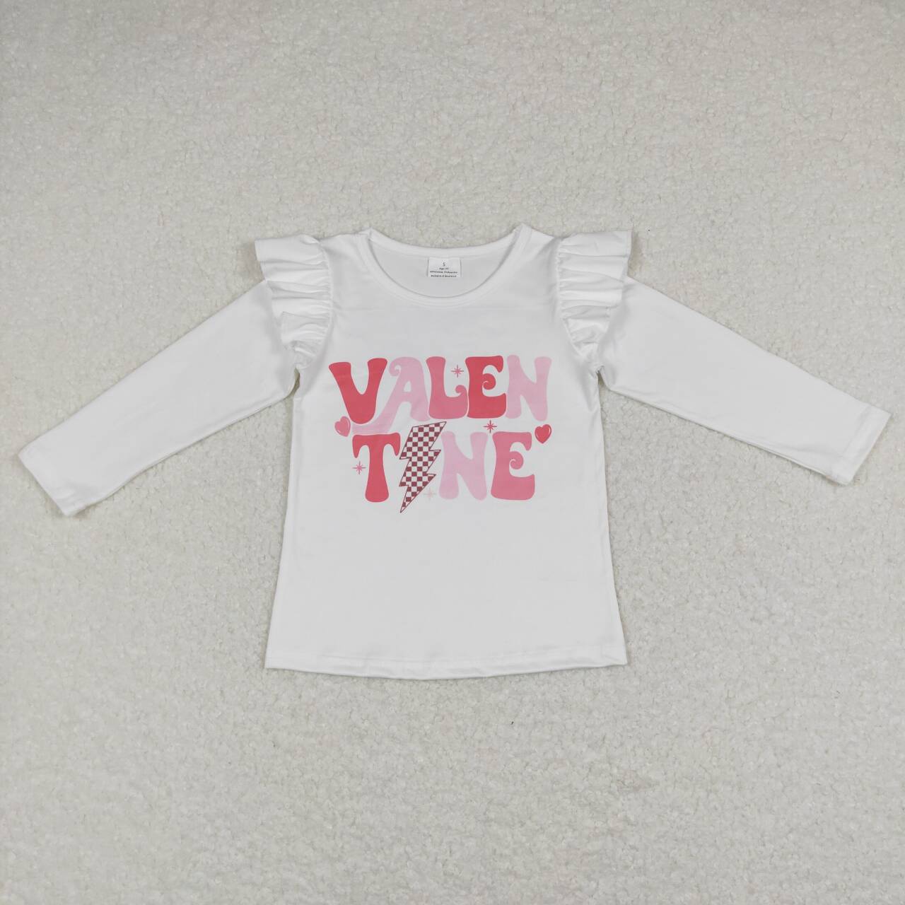 GLP1141 VALEN TINE Top Pink Velvet Bell Pants Girls Valentine's Clothes Set