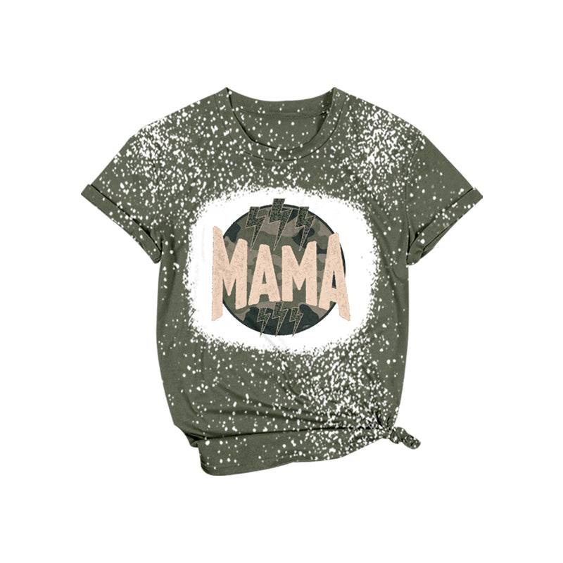 (Pre-order)GT0447 Adult MAMA Flash Camo Print Woman Summer Tee Shirts Top