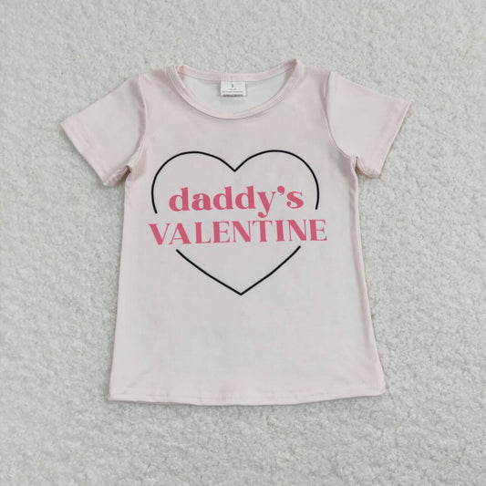 GT0452 Heart Daddy's Valentine Print Girls Tee Shirts Top