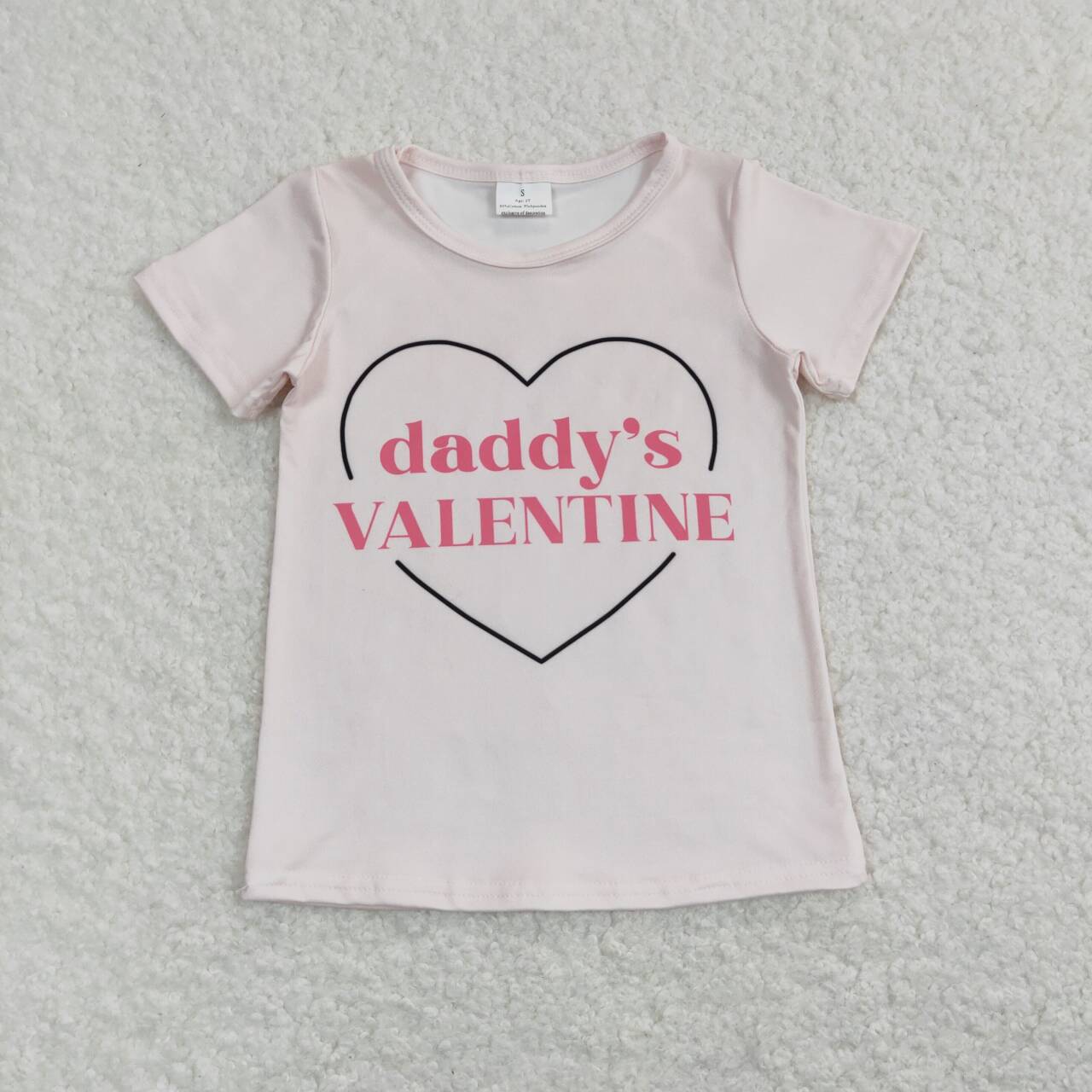 GSPO1314 Heart Daddy's Valentine Top Black Bell Pants Girls Clothes Set