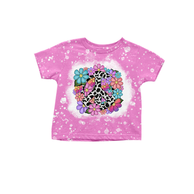 (Pre-order)GT0459 Peave Love Flowers Print Girls Summer Tee Shirts Top