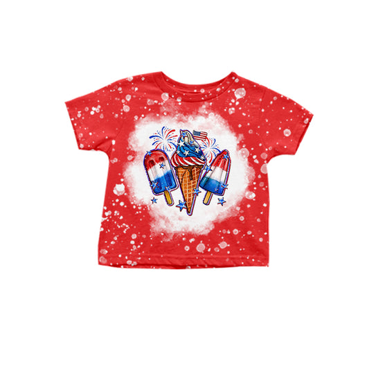 (Pre-order)GT0470  Ice Cone Flag Print Girls 4th of July Tee Shirts Top