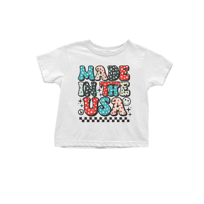 (Pre-order)GT0487  Made In The USA Print Girls 4th of July Tee Shirts Top