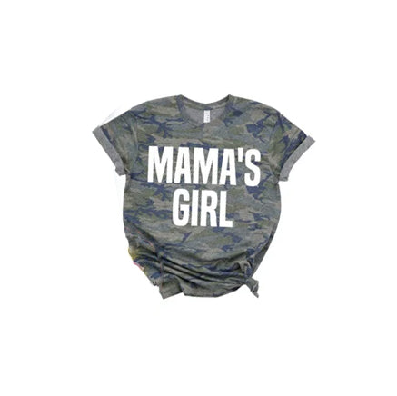 (Pre-order)GT0509  MAMA'S GIRL Camo Print Girls Summer Tee Shirts Top