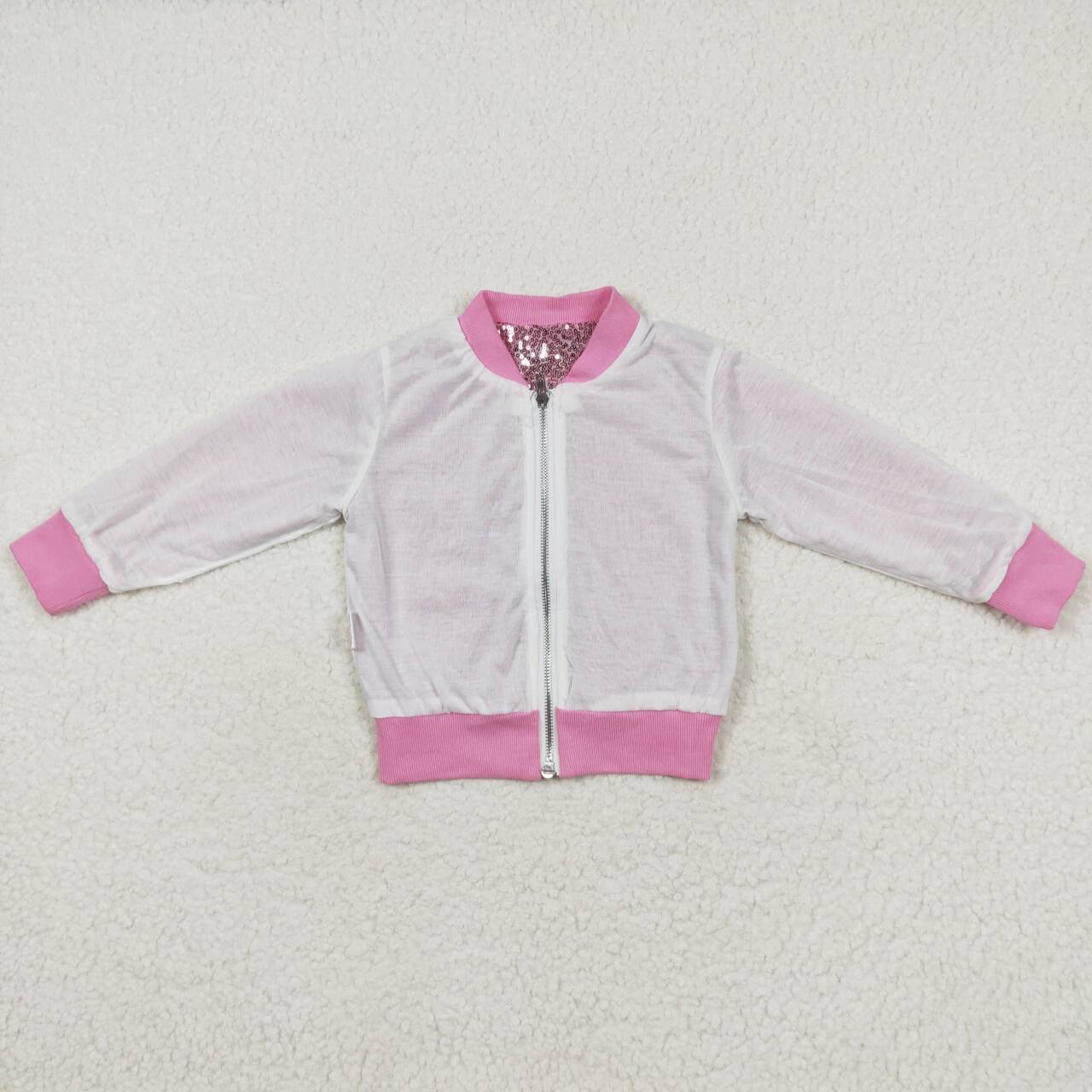 GT0541 Pink Sequins Girls Zipper Jacket Fall Top