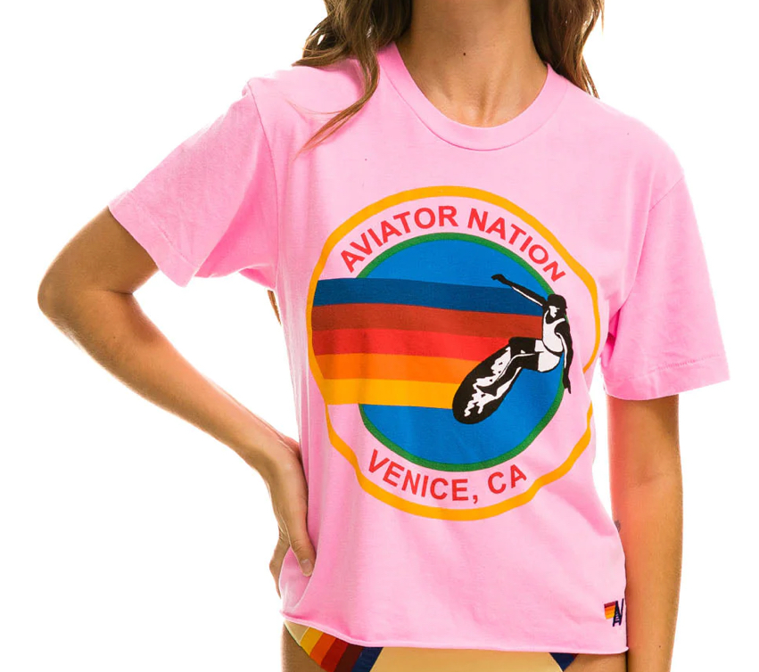 (Pre-order)GT0542  Pink Surfing Print Girls Summer Button Top