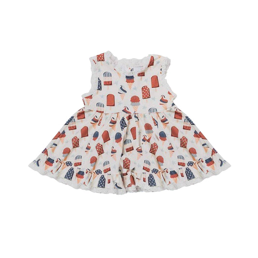 (Pre-order)GT0545  Popsicle Print Girls 4th of July Ruffles Top