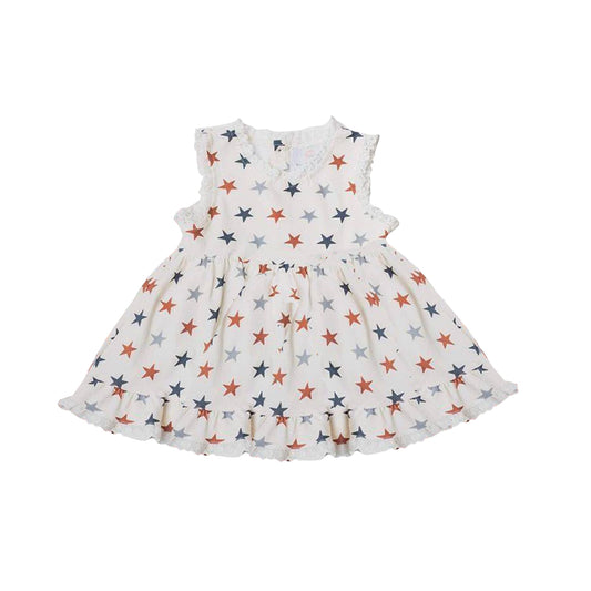 (Pre-order)GT0546  Stars Print Girls 4th of July Ruffles Top