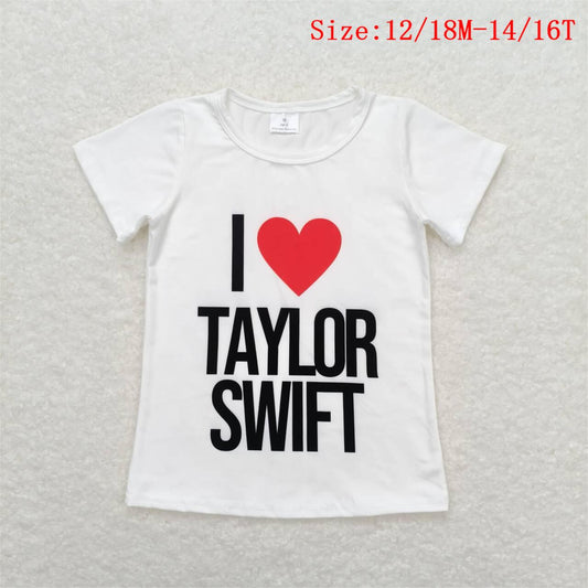 GT0551  I LOVE Singer Swiftie Print Girls Summer Tee Shirts Top