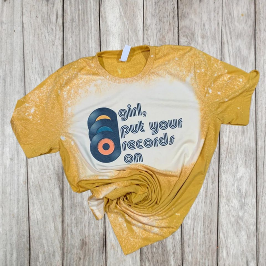 (Pre-order)GT0553 Adult Put your Records Print Woman Summer Tee Shirts Top