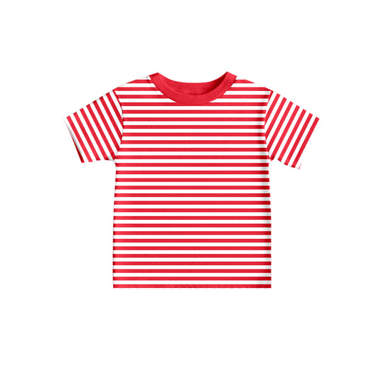 (Pre-order) GT0583 Red Stripes Print Girls Summer Tee Shirts Top