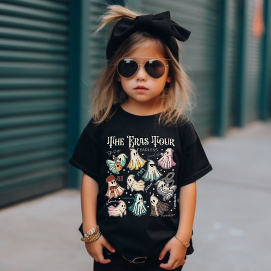 (Pre-order) GT0587 Ghost Print Girls Halloween Tee Shirts Top