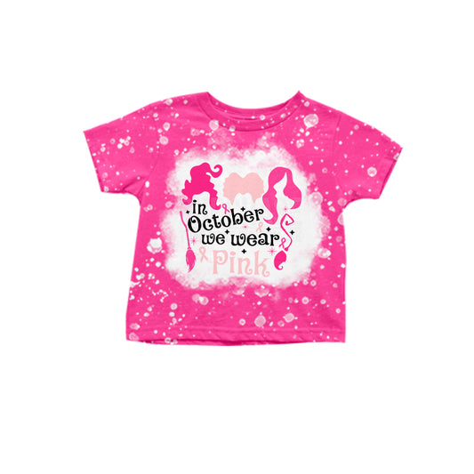 (Pre-order) GT0593 Pink Witch Print Girls Halloween Tee Shirts Top