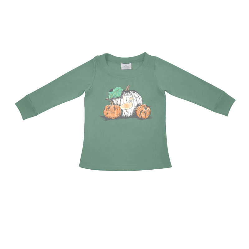 (Pre-order)BT0734 Green Pumpkin Print Boys Fall Tee Shirts Top