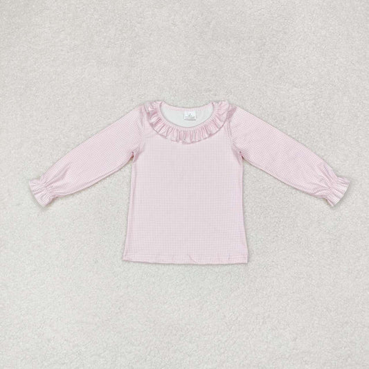 GT0626  Pink Plaid Print Girls Tee Shirts Top