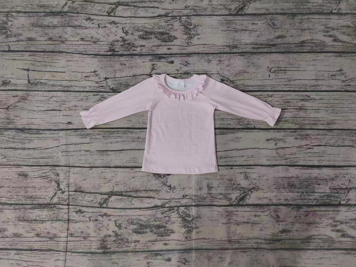 (Pre-order)GT0626  Pink Plaid Print Girls Tee Shirts Top