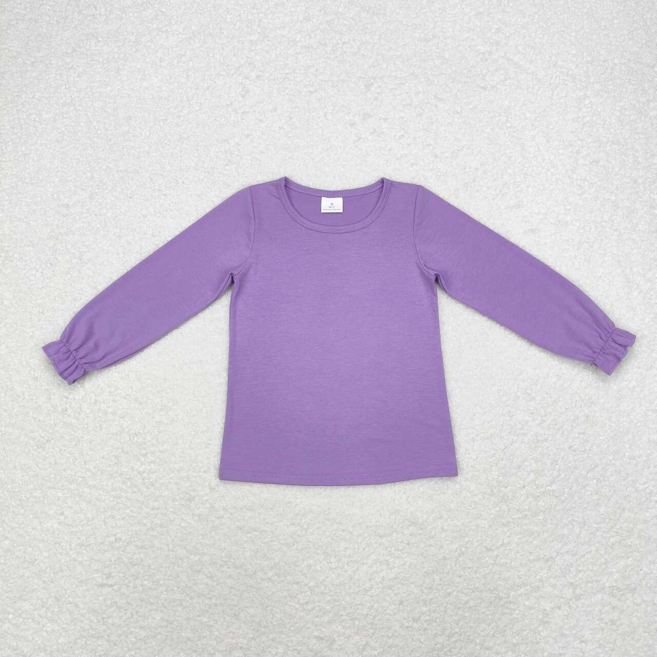 GT0645 Purple Color Print Girls Fall Tee Shirts Top