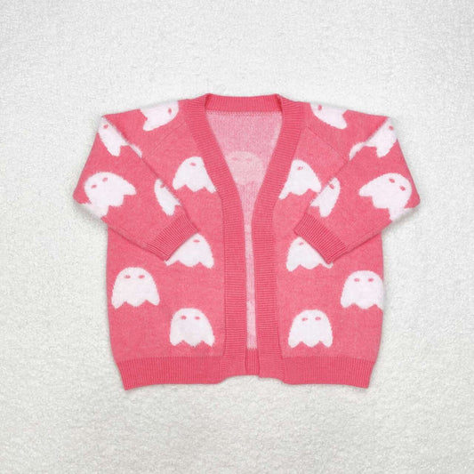 GT0650 Ghost Pink Girls Sweater Halloween Cardigan