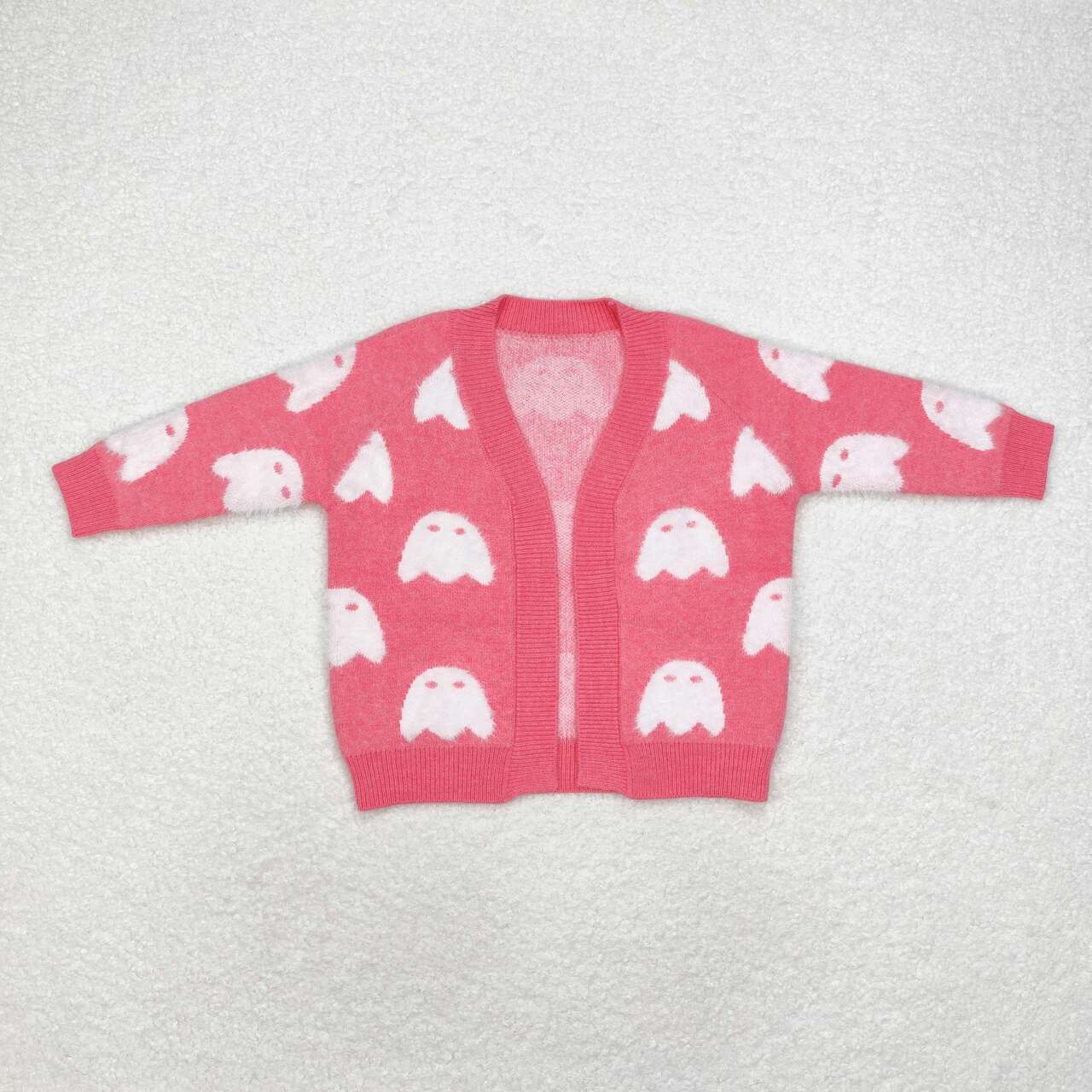 GT0650 Ghost Pink Girls Sweater Halloween Cardigan