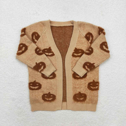 GT0651 Pumpkin Girls Sweater Halloween Cardigan