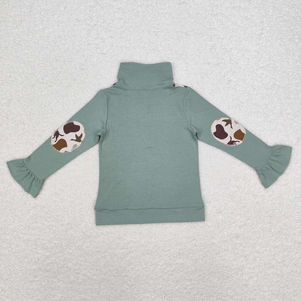 GT0669 Camo Dog Duck Print Girls Fall Pullover Zipper Tee Shirts Top