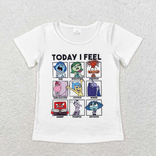 GT0674 Cartoon Figure Inside Out Print Girls Tee Shirts Top